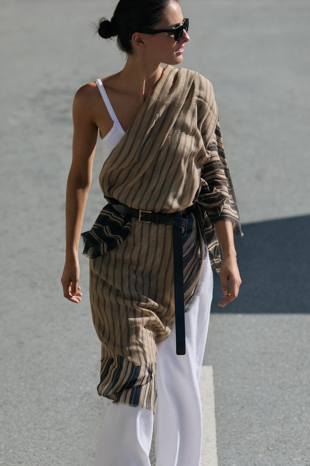 ШАРФ ИЗ ТКАНИ С ПОЛОСАТЫМ ПРИНТОМ