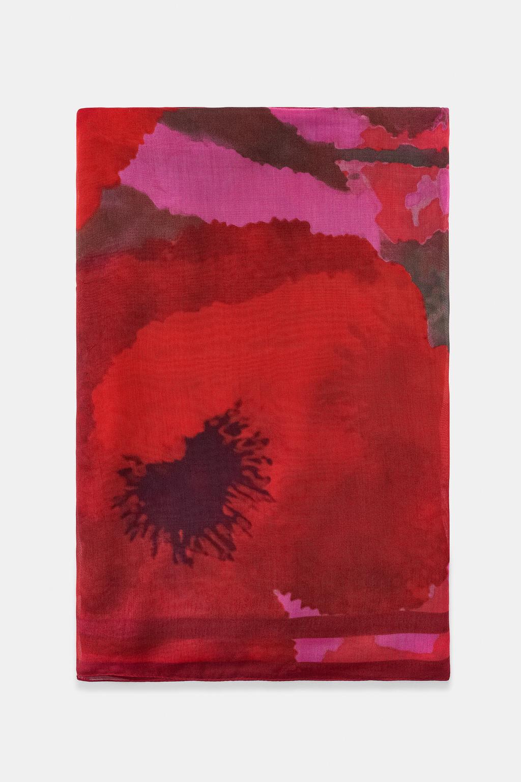 ШАРФ ИЗ МОДАЛА И ШЕЛКА С ЦВЕТОЧНЫМ ПРИНТОМ