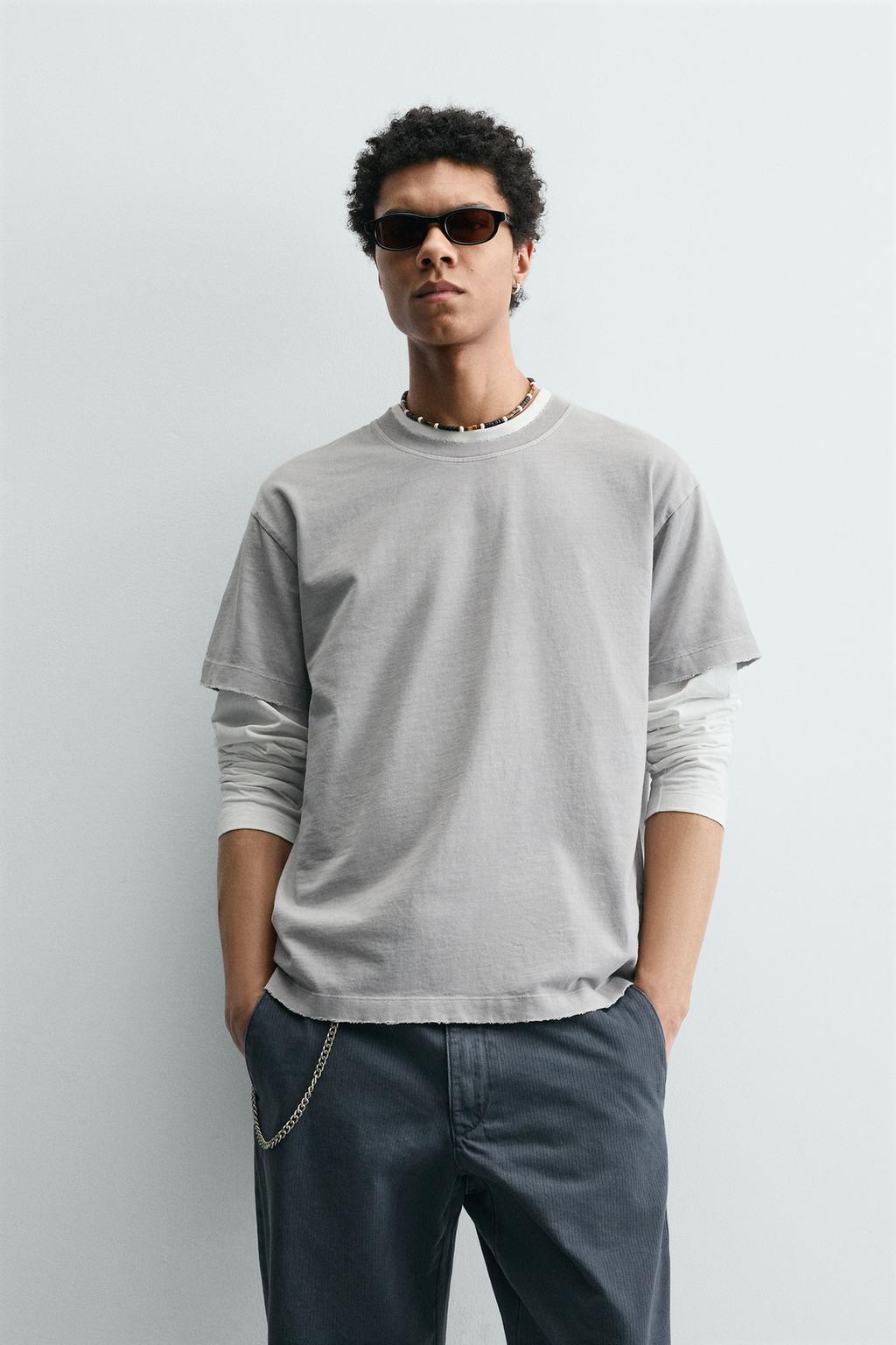 ФУТБОЛКА УКОРОЧЕННОГО КРОЯ С ЭФФЕКТОМ ПОТЕРТОСТИ