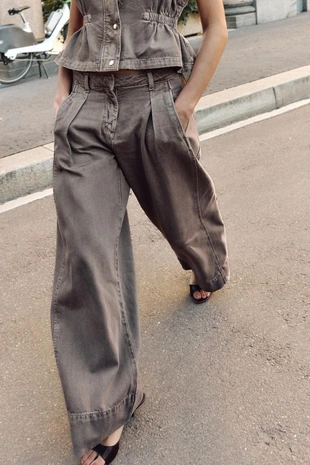 Джинсы Z1975 WIDE LEG со средней посадкой и вытачками- Заказать в России