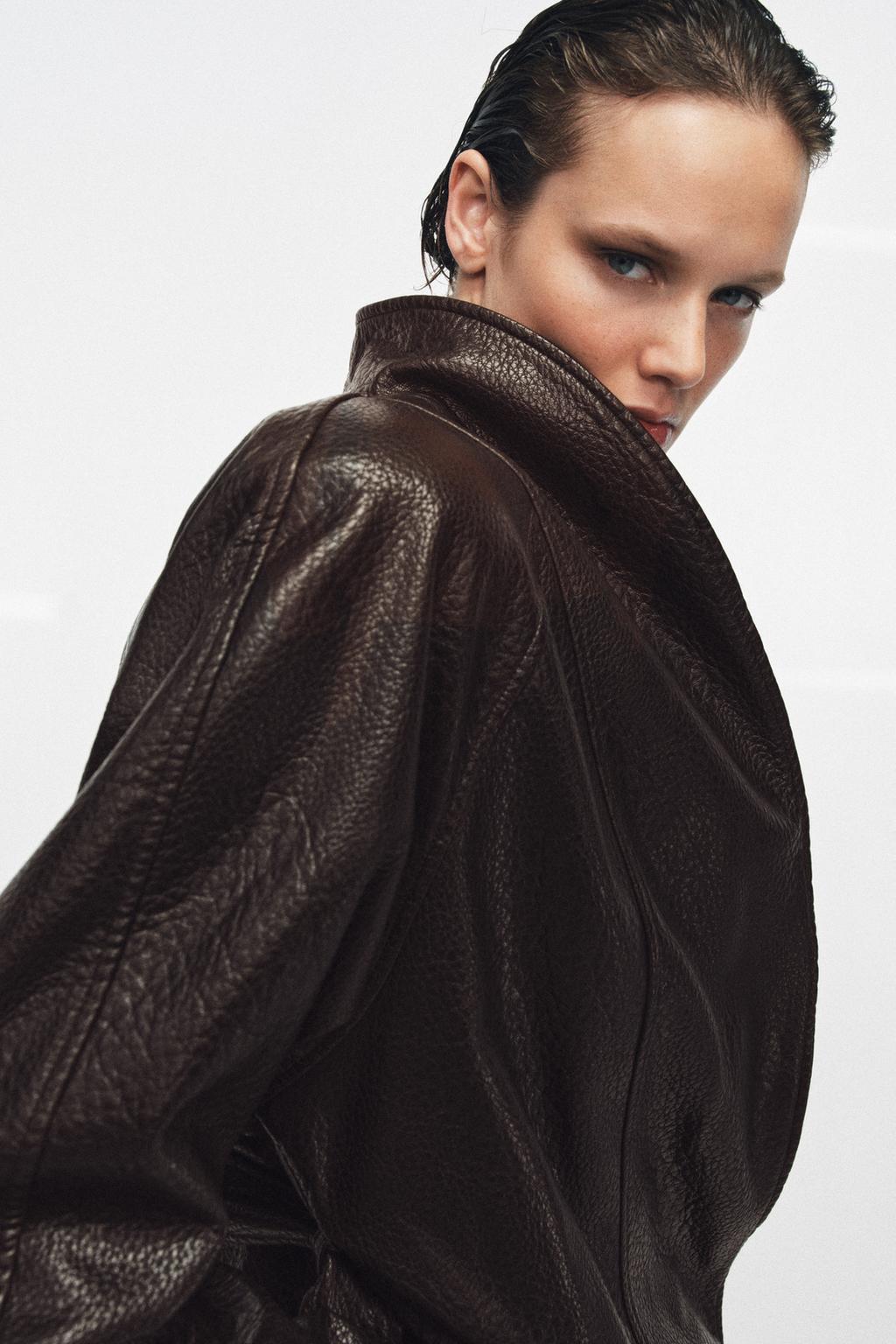 КУРТКА ИЗ ИСКУССТВЕННОЙ КОЖИ С ПОЯСОМ — коллекция Zara «ZW»