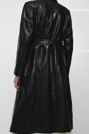 Эксклюзивное пальто-тренч из натуральной кожи с плечевыми накладками ZW COLLECTION LIMITED EDITION- Заказать в России