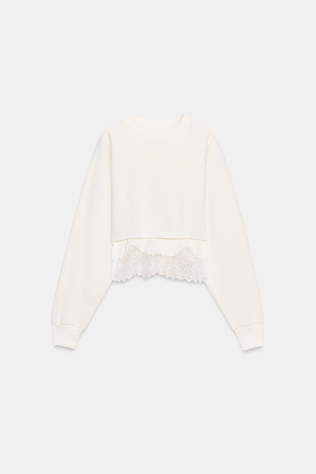 УКОРОЧЕННАЯ ТОЛСТОВКА С КРУЖЕВОМ