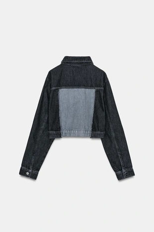 Короткая джинсовая куртка Z1975 с контрастом- Заказать в России