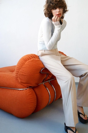 Прямые брюки в тонкую полоску- Заказать в России