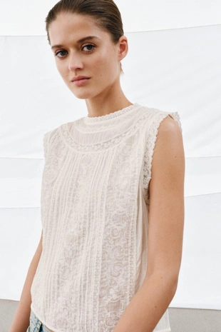 Топ с вышивкой без рукавов — коллекция ZARA «ZW»- Заказать в России