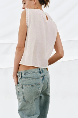 Топ с вышивкой без рукавов — коллекция ZARA «ZW»- Заказать в России