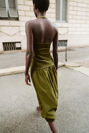 Комбинированное платье-баллон- Заказать в России