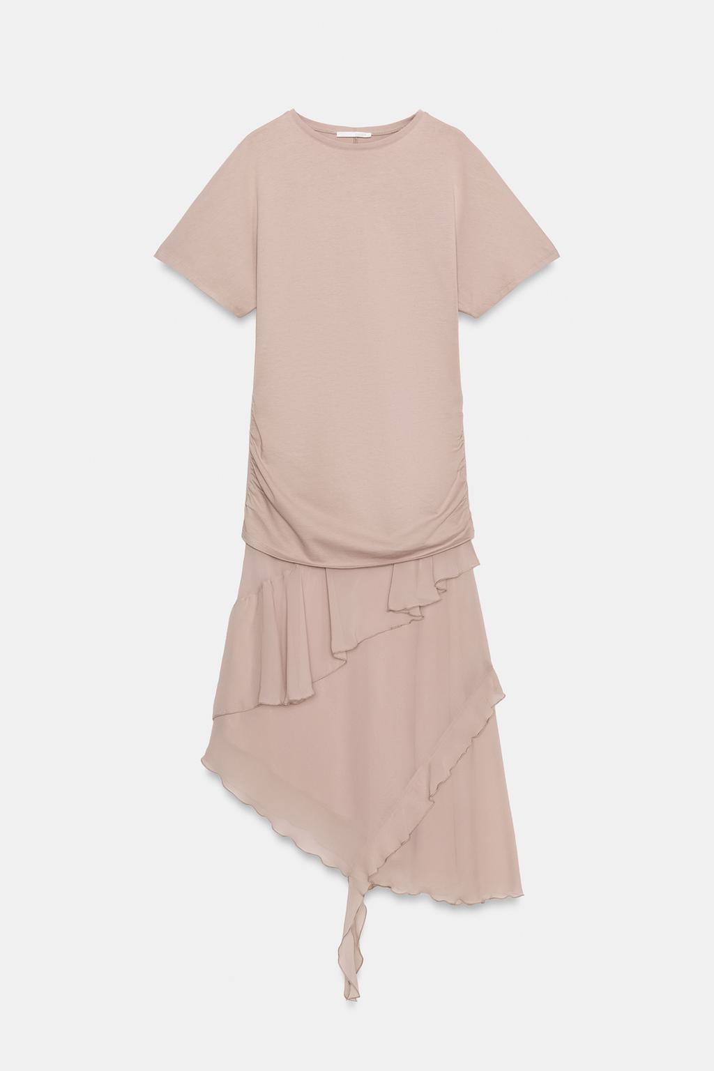 КОМБИНИРОВАННОЕ ПЛАТЬЕ С ВОЛАНАМИ