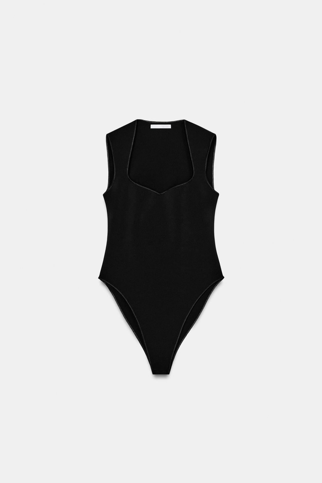 БОДИ С КВАДРАТНЫМ ВЫРЕЗОМ ИЗ ЭЛАСТИЧНОЙ ТКАНИ