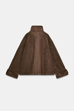 Куртка из искусственной замши с карманами- Заказать в России