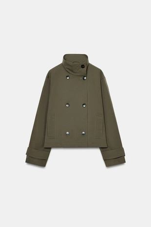 Укороченный двубортный тренч- Заказать в России