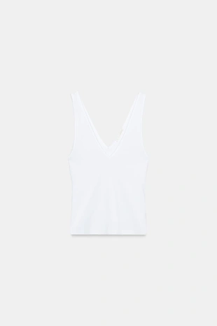 Топ в рубчик с V-образным вырезом- Заказать в России