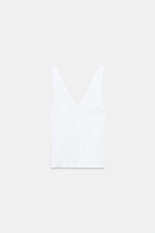 Топ в рубчик с V-образным вырезом- Заказать в России