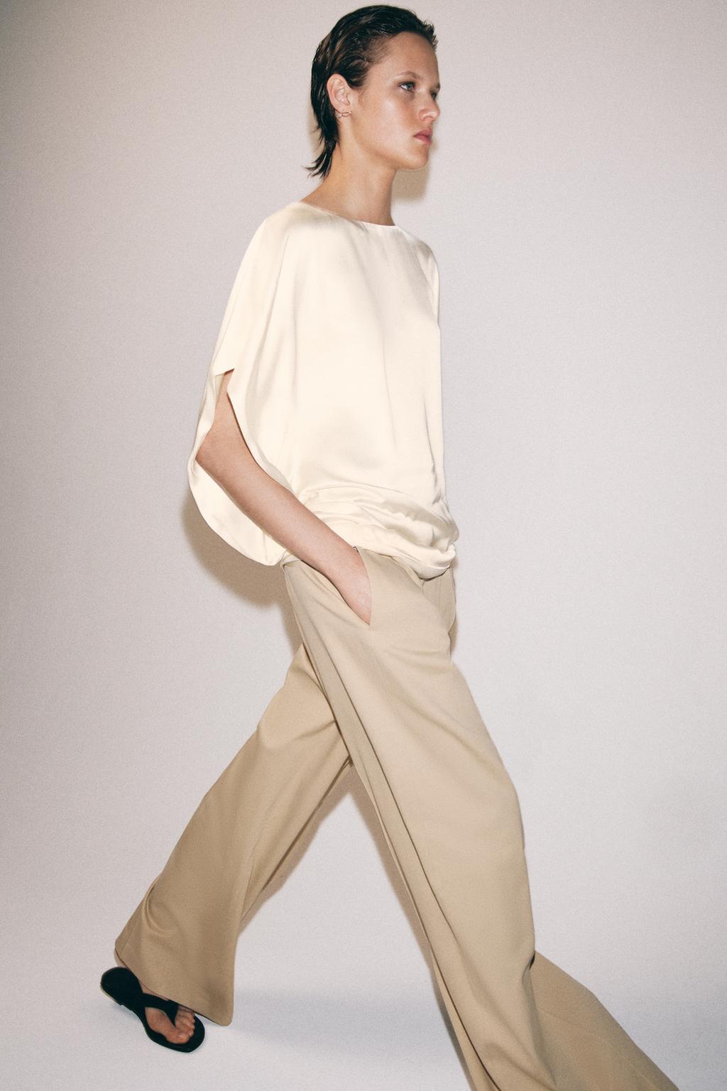 СТРУЯЩИЙСЯ ТОП С КОРОТКИМИ РУКАВАМИ — коллекция Zara «ZW»