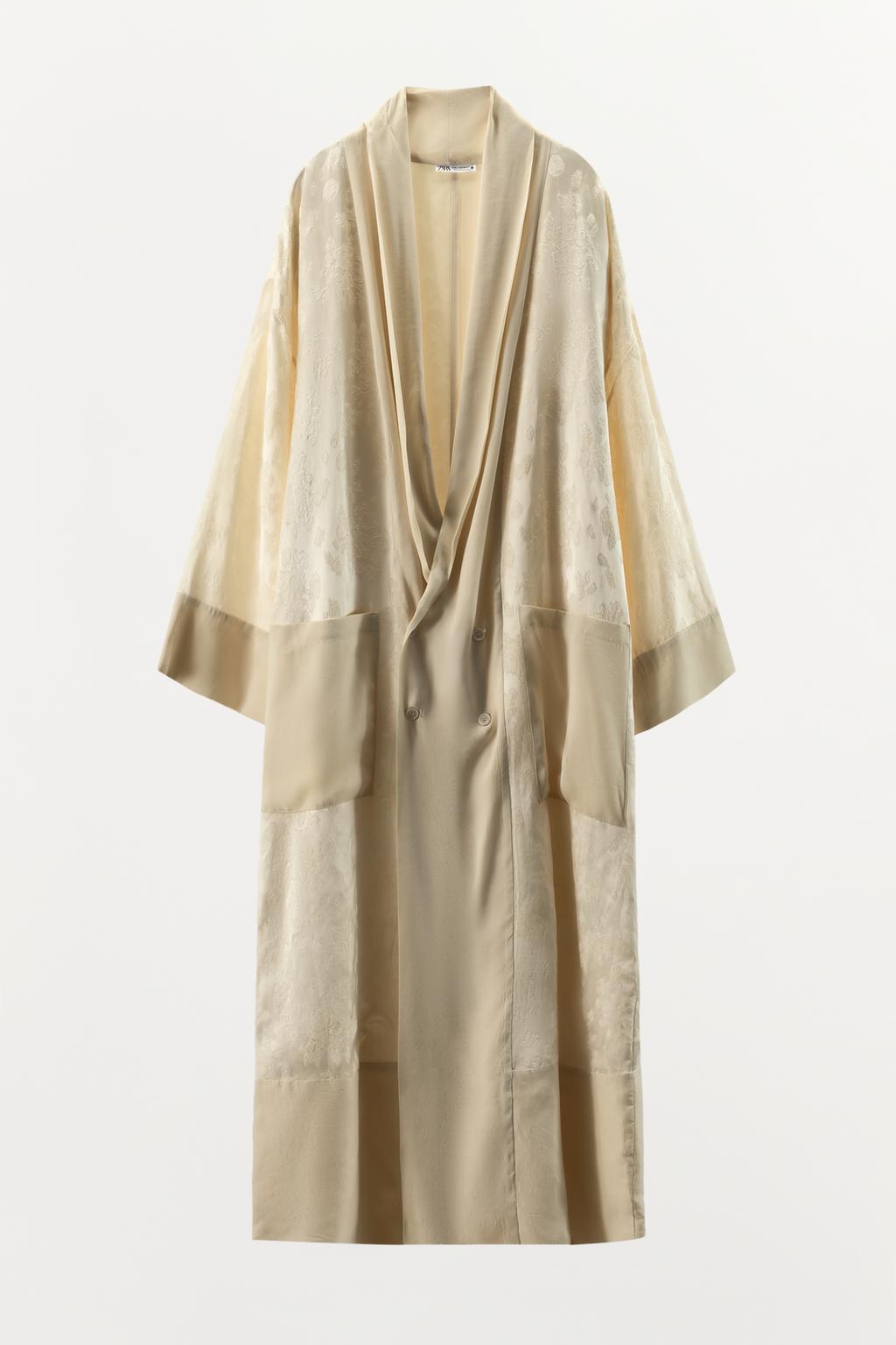 КОМБИНИРОВАННОЕ ЖАККАРДОВОЕ ПАЛЬТО ИЗ ЛЬНА — 