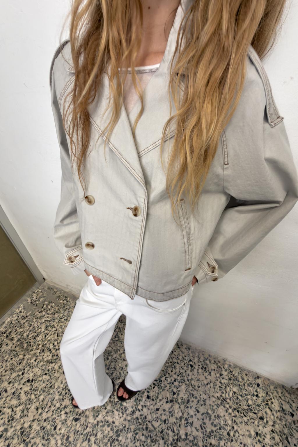 КУРТКА В ЕЛОЧКУ С ЭФФЕКТОМ ПОТЕРТОСТИ