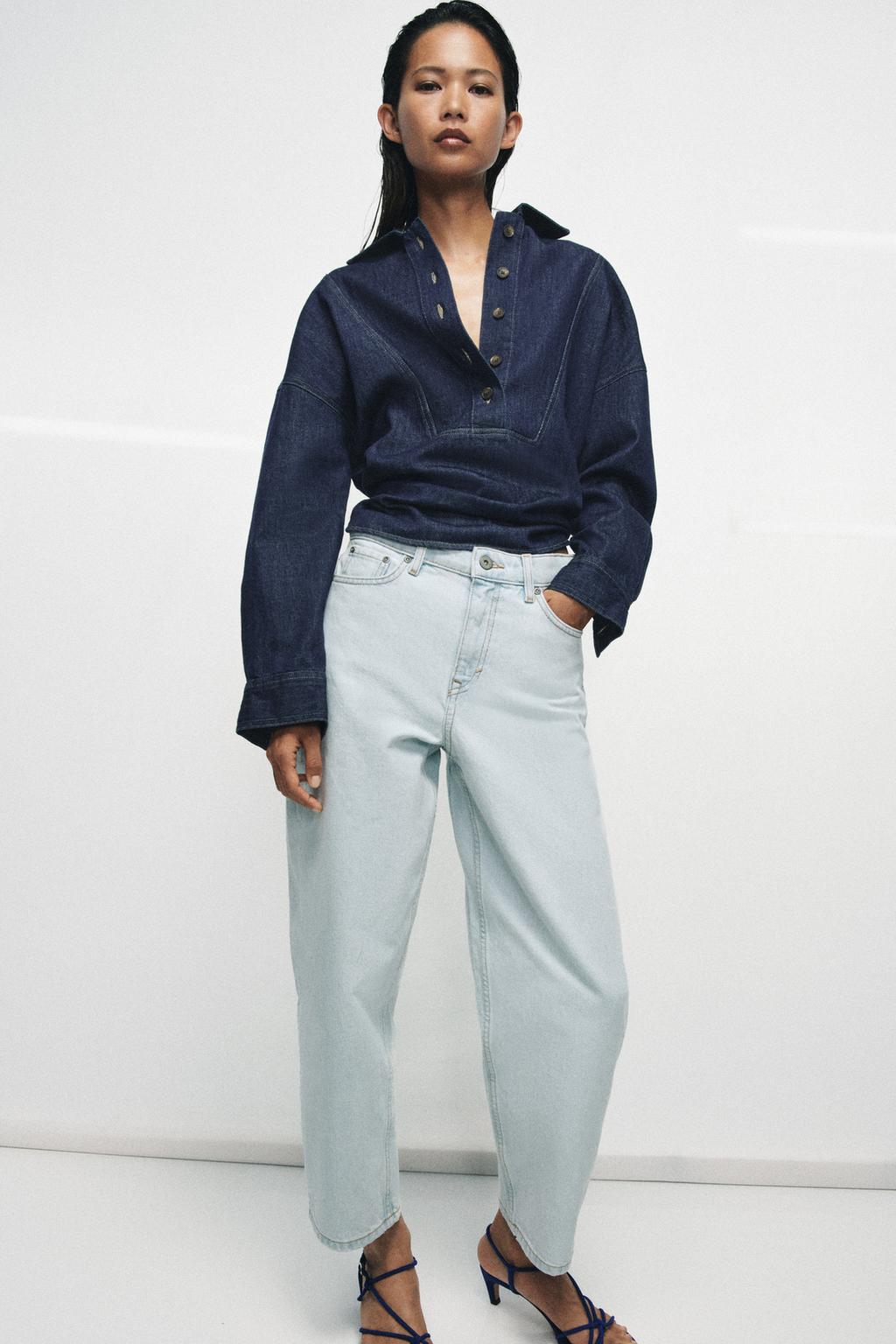 ЗАУЖЕННЫЕ ДЖИНСЫ СО СРЕДНЕЙ ПОСАДКОЙ — коллекция Zara «ZW»