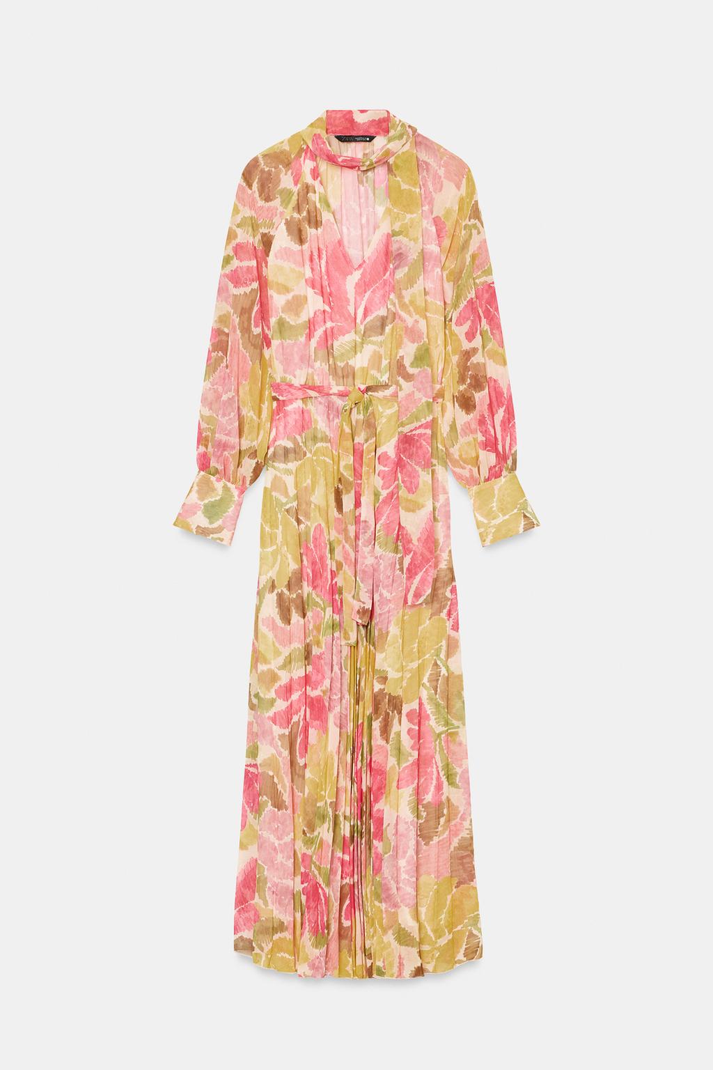 ПЛАТЬЕ МИДИ С ЦВЕТОЧНЫМ ПРИНТОМ И ПОЯСОМ