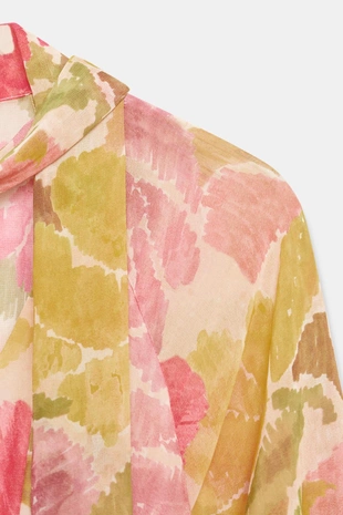 Платье миди с цветочным принтом и поясом- Заказать в России