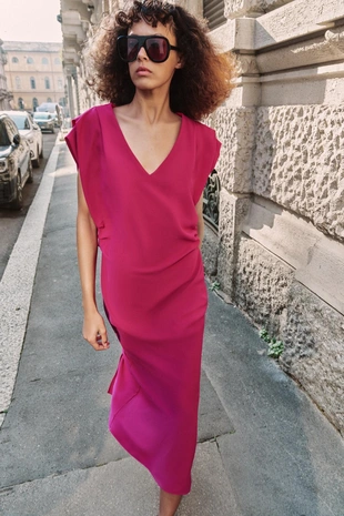 Платье миди со складками- Заказать в России