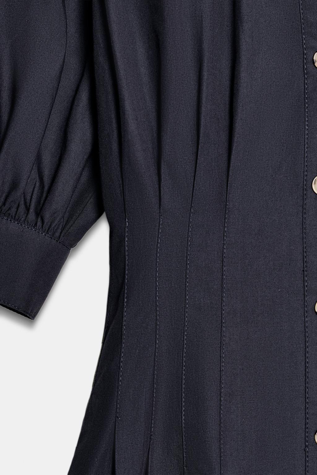 ПЛАТЬЕ МИДИ ИЗ ПОПЛИНА С ОБЪЕМНЫМИ РУКАВАМИ