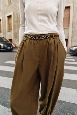 Брюки-багги с цепочкой- Заказать в России