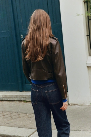 Куртка в байкерском стиле из искусственной кожи- Заказать в России