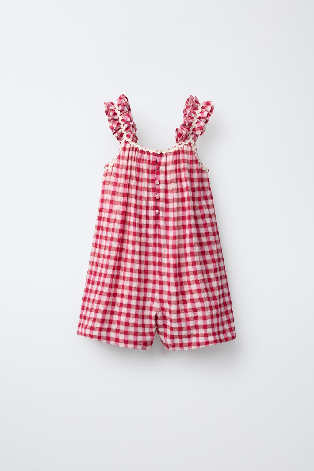 КОРОТКИЙ КОМБИНЕЗОН В КЛЕТКУ С ВОЛНИСТЫМ КРАЕМ