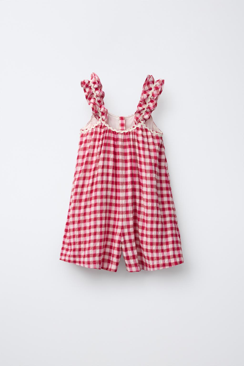 КОРОТКИЙ КОМБИНЕЗОН В КЛЕТКУ С ВОЛНИСТЫМ КРАЕМ