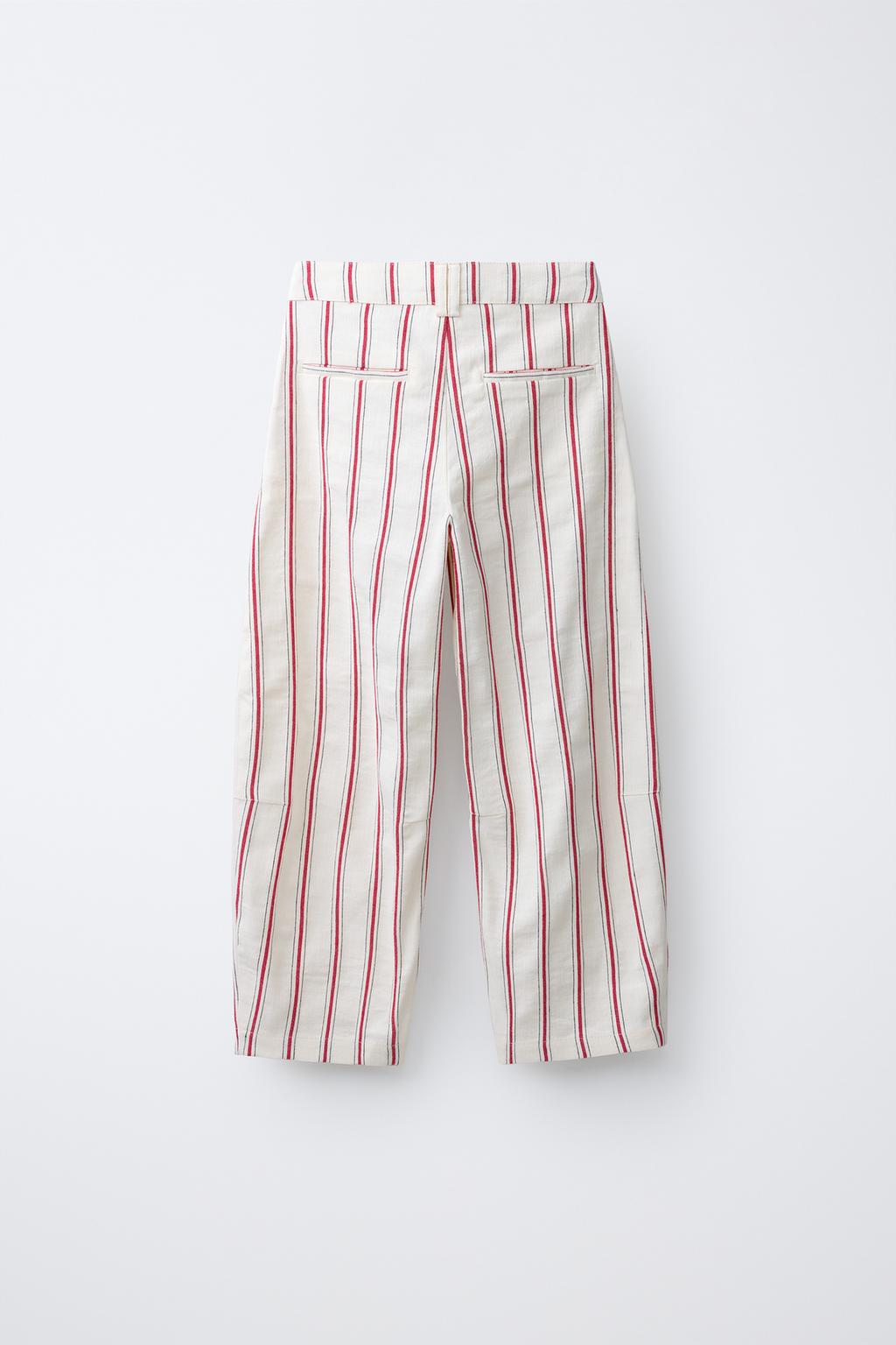 БРЮКИ  ИЗ ХЛОПКА И ЛЬНА В ПОЛОСКУ