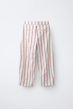 Брюки  из хлопка и льна в полоску- Заказать в России