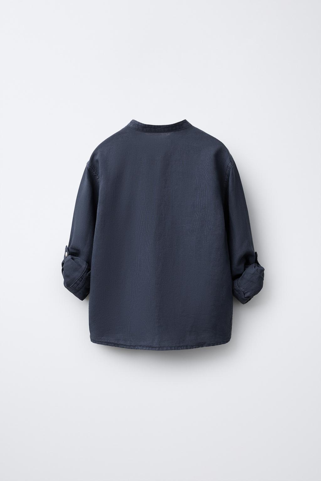 РУБАШКА-СТОЙКА ИЗ ЛЬНА И ХЛОПКА