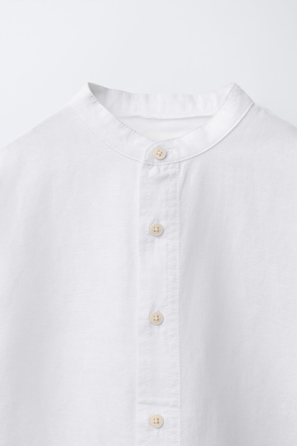 РУБАШКА-СТОЙКА ИЗ ЛЬНА И ХЛОПКА