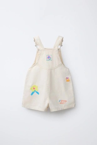 Короткий комбинезон из саржи с вышивкой- Заказать в России