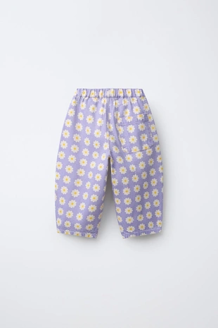 Брюки свободного кроя из саржи с цветочным принтом- Заказать в России