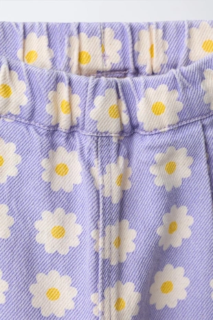 Брюки свободного кроя из саржи с цветочным принтом- Заказать в России