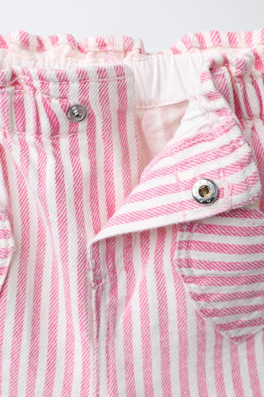 ШОРТЫ ИЗ САРЖИ В ПОЛОСКУ С КАРМАНАМИ «СЕРДЦЕ»