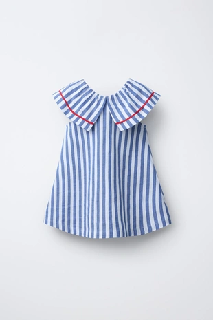 Платье в полоску с контрастной отделкой- Заказать в России