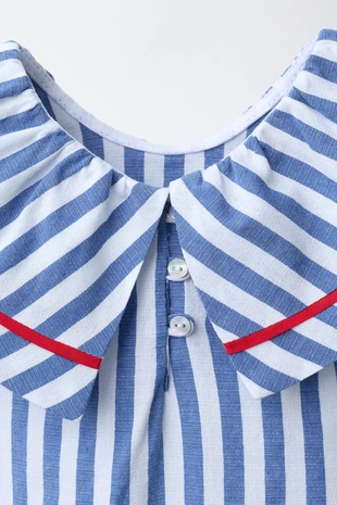 Платье в полоску с контрастной отделкой- Заказать в России