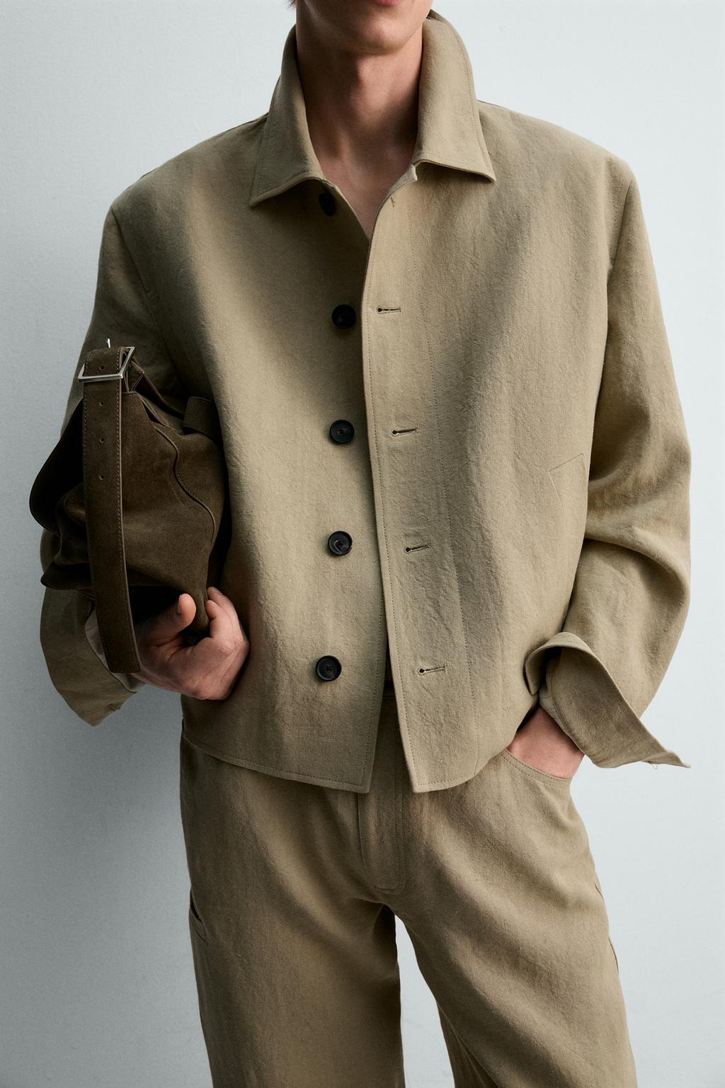 УКОРОЧЕННАЯ КУРТКА-РУБАШКА ИЗ 100% ЛЬНА лимитированная серия