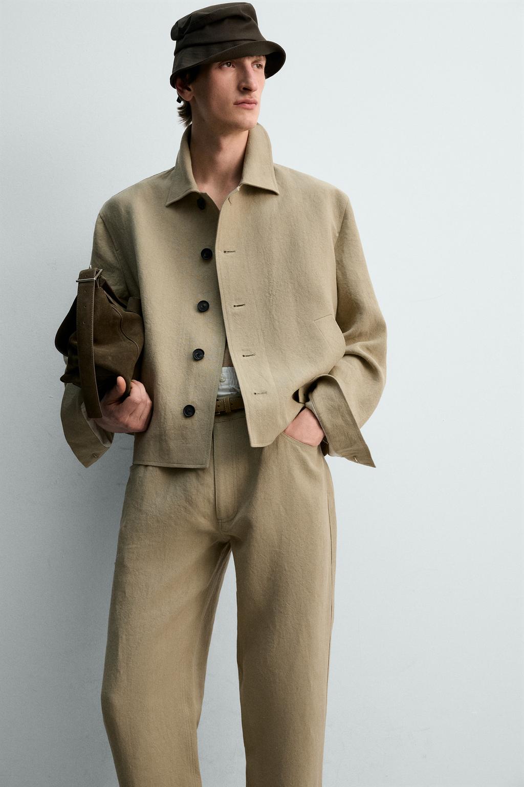 УКОРОЧЕННАЯ КУРТКА-РУБАШКА ИЗ 100% ЛЬНА лимитированная серия