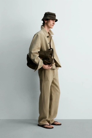 Укороченная куртка-рубашка из 100% льна лимитированная серия- Заказать в России