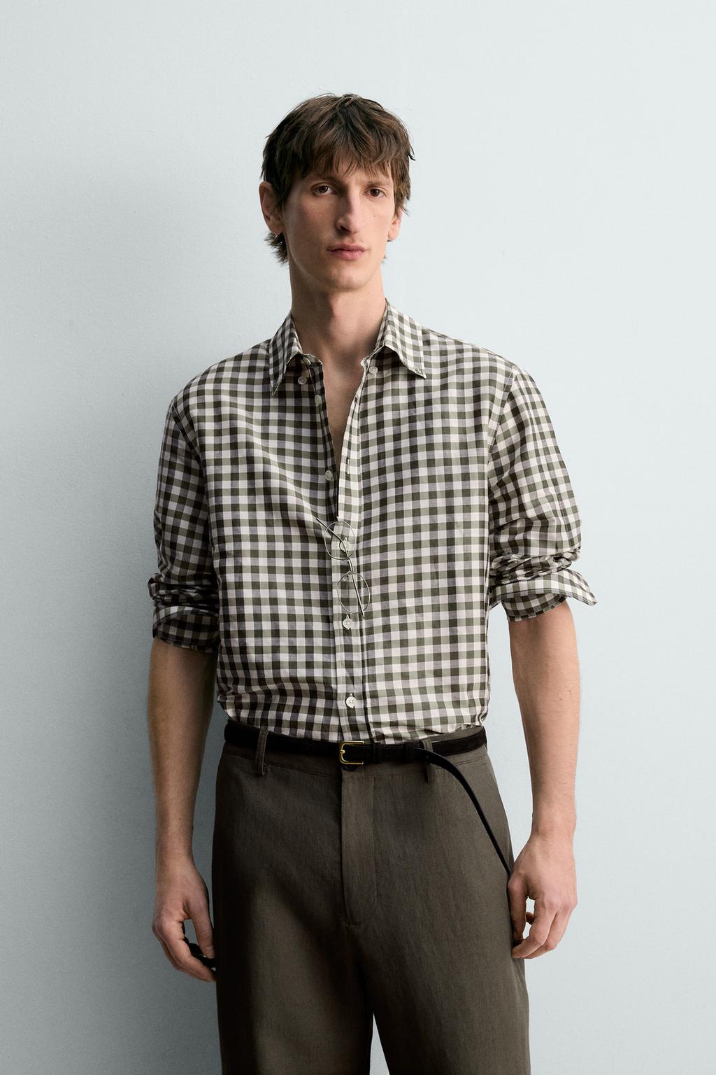 РУБАШКА В КЛЕТКУ ИЗ РАМИ И ШЕЛКА - лимитированная серия