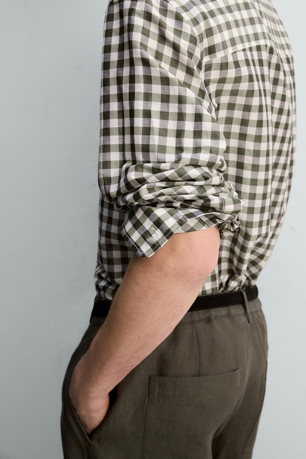 РУБАШКА В КЛЕТКУ ИЗ РАМИ И ШЕЛКА - лимитированная серия