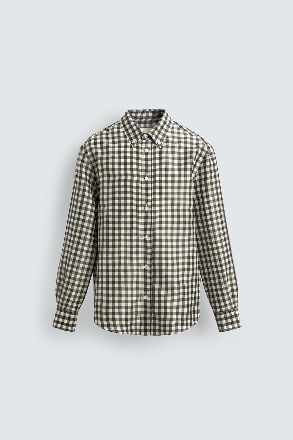 РУБАШКА В КЛЕТКУ ИЗ РАМИ И ШЕЛКА - лимитированная серия