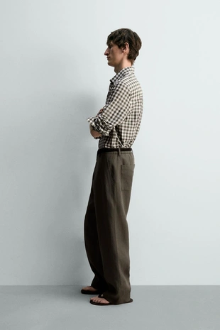 Рубашка в клетку из рами и шелка - лимитированная серия- Заказать в России