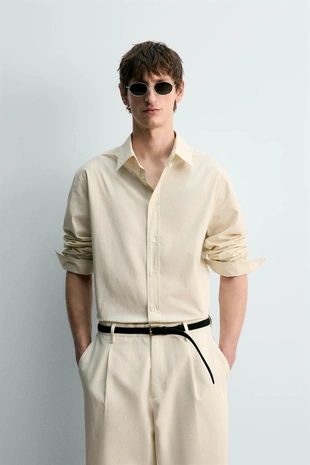 Рубашка из поплина  с регулярной посадкой- Заказать в России