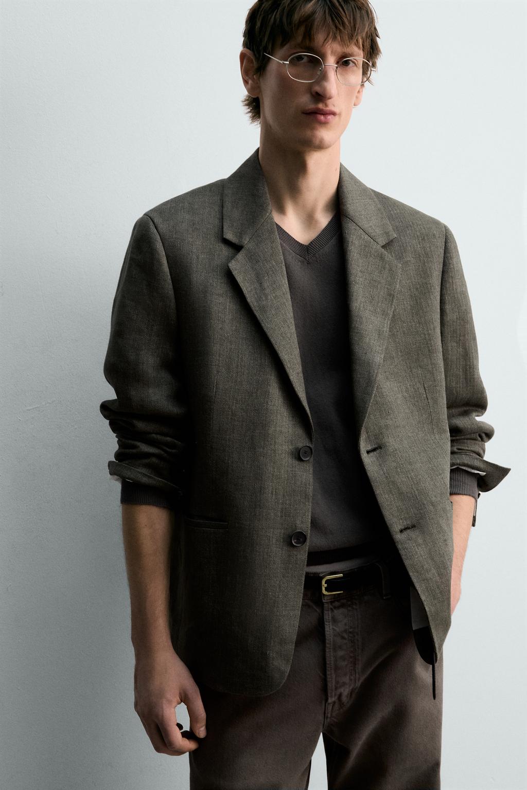 БЛЕЙЗЕР ИЗ 100% ЛЬНА С РЕЛЬЕФНЫМ УЗОРОМ - лимитированная серия