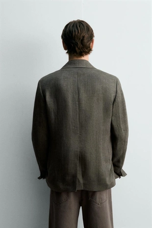 Блейзер из 100% льна с рельефным узором - лимитированная серия- Заказать в России